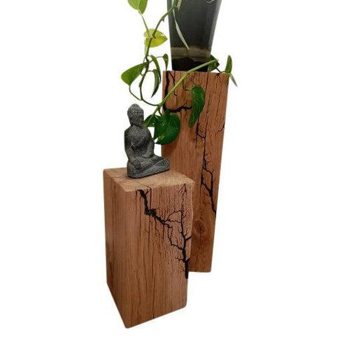 Fractal burned Solid Oak Block 150x150 / Side table