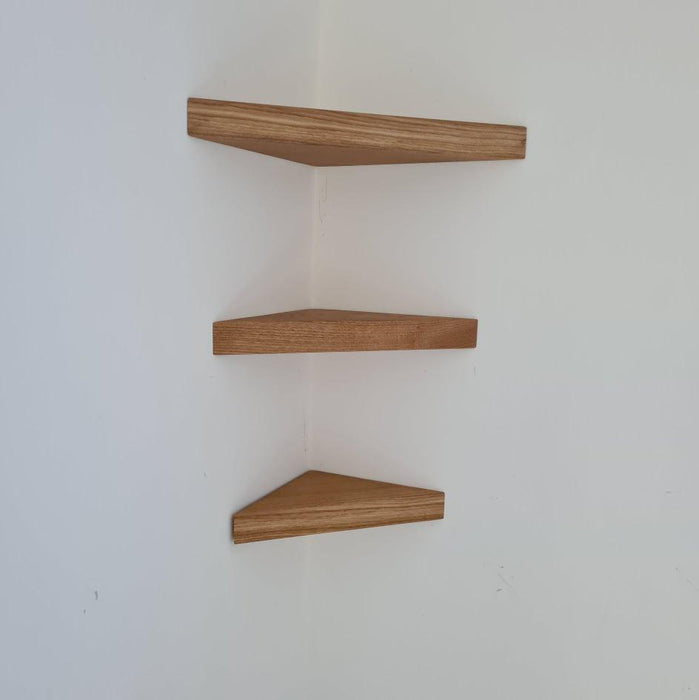 Solid Oak Floating Corner Shelf