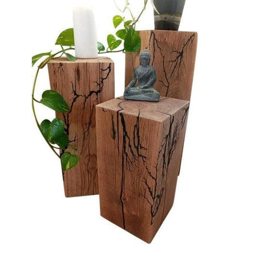 Fractal Burned Solid Oak Block 200x200 / Side table