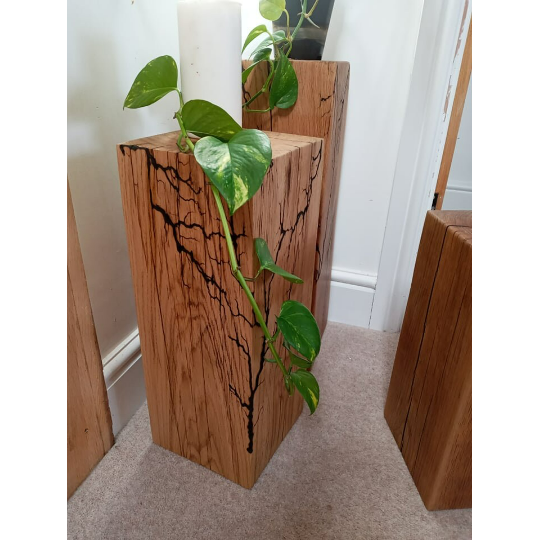 Fractal Burned Solid Oak Block 200x200 / Side table