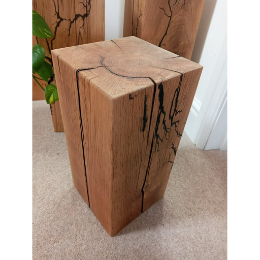 Fractal Burned Solid Oak Block 200x200 / Side table