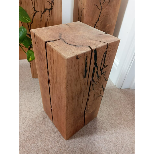 Fractal Burned Solid Oak Block 200x200 / Side table