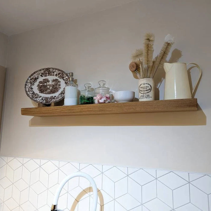 Straight Edge Handmade Oak Floating Shelf