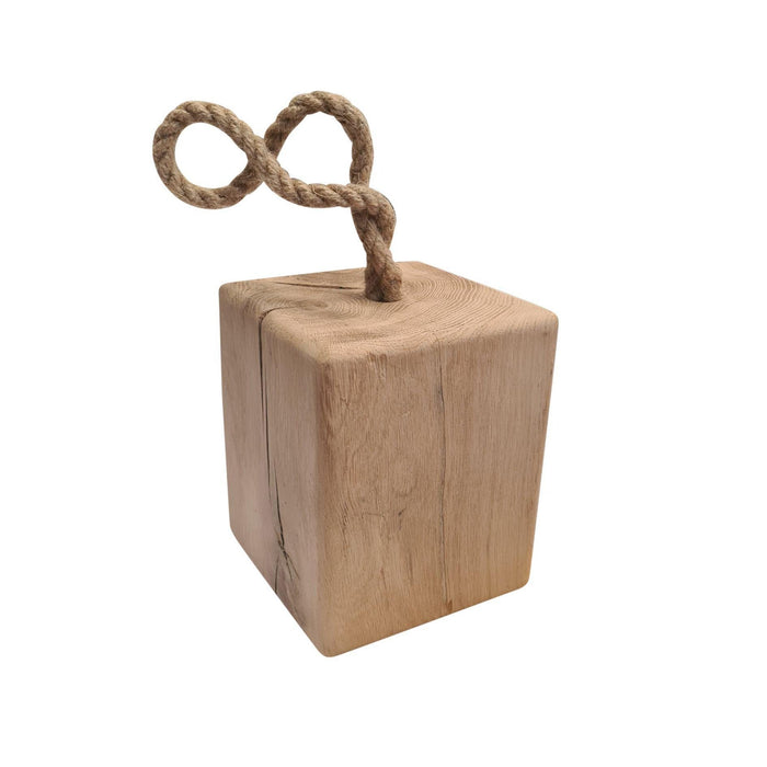 Solid Oak Door Stop With Hand Platted Rope