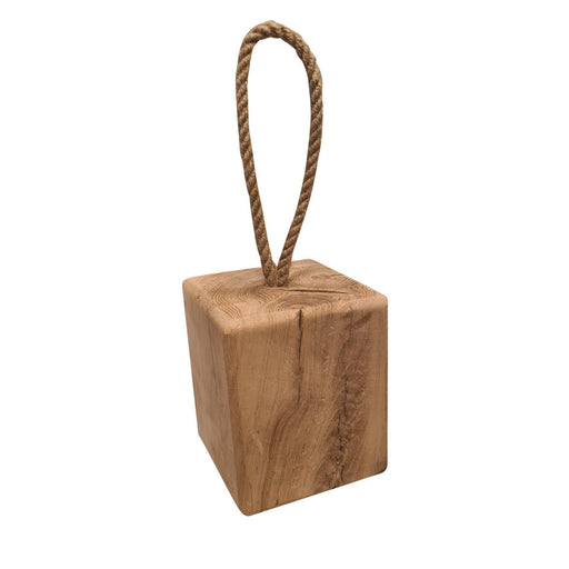 Solid Oak Door Stop With Hand Platted Rope
