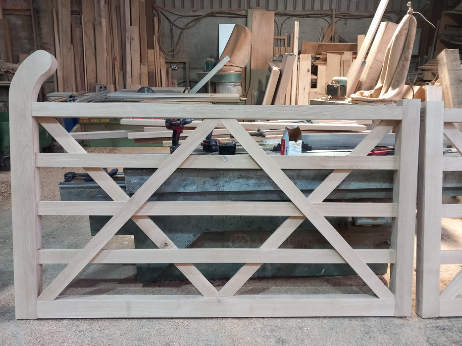 Solid European Oak 5 Bar Pedestrian Gate | Handmade | gardens, farms, driveways