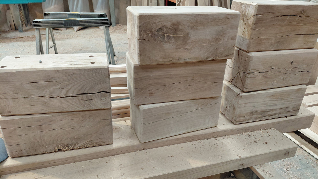 Chunky Oak Garden Bench, three-board top