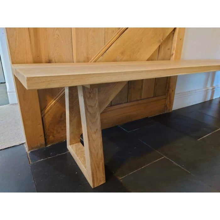 Solid Oak Indoor Bench With Oak Legs