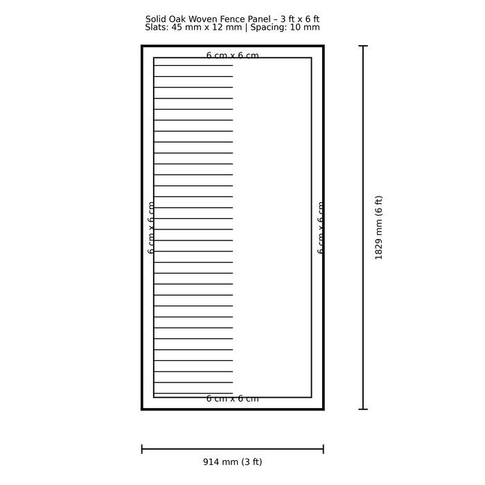 Solid Oak Woven Fence Panels - Framed