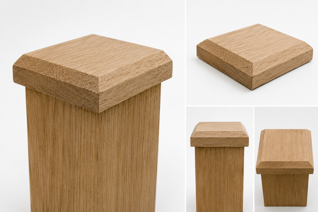 Solid Oak Post Cap **Suitable for 100 × 100 mm or 125x125mm Posts**