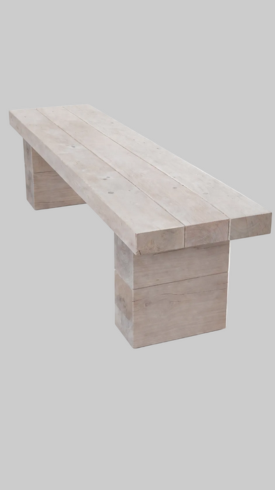 Chunky Oak Garden Bench, three-board top