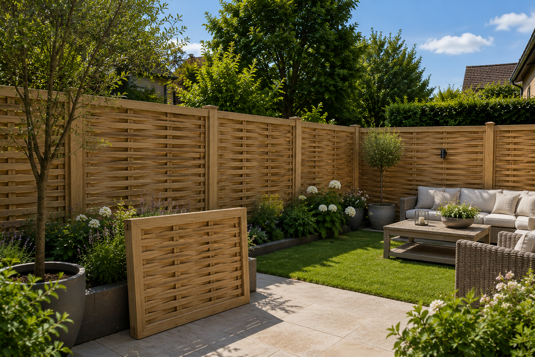 🌳✨ Solid Oak Framed Woven Fence Panels ✨🌳