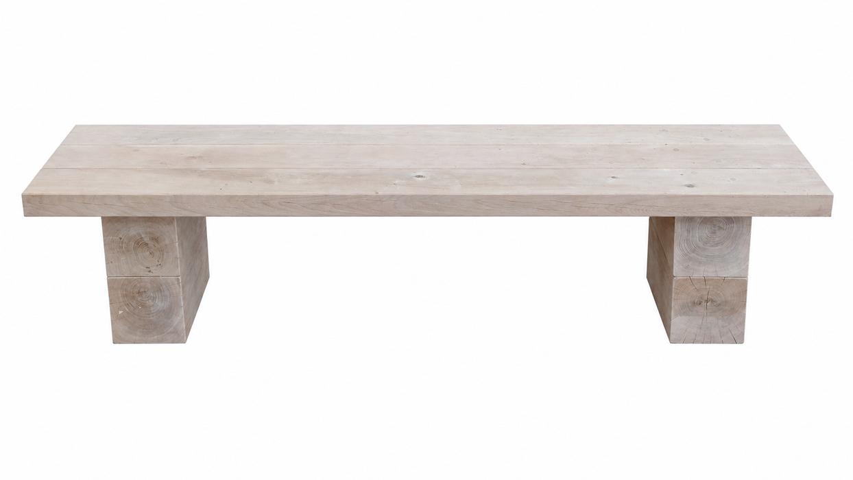 Chunky Oak Garden Bench, three-board top