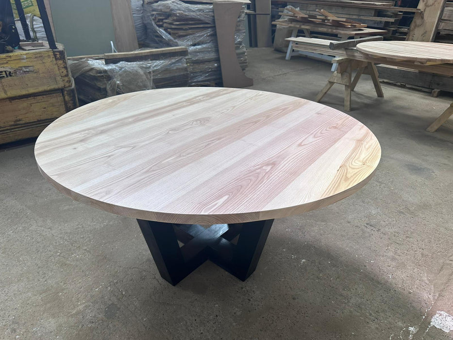 Handmade Ash Round Dining Table 1600mm - Fits 8, Free Shipping UK, Elegant Indoor Furniture