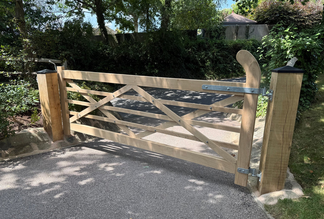 Solid European Oak 5 Bar Pedestrian Gate | Handmade | gardens, farms, driveways