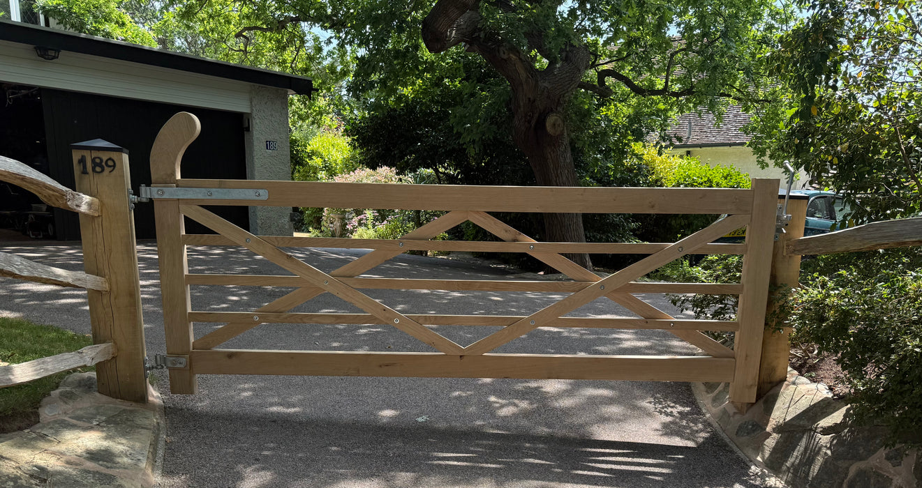 Solid European Oak 5 Bar Pedestrian Gate | Handmade | gardens, farms, driveways