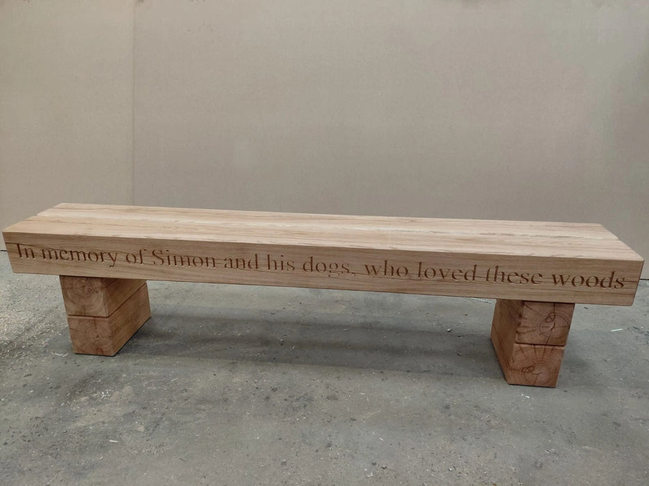 Chunky Oak Garden Bench, three-board top