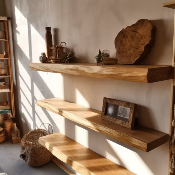 Waney Edge Handmade Oak Floating Shelf