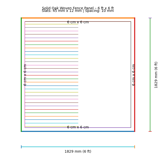 Solid Oak Woven Fence Panels - Framed